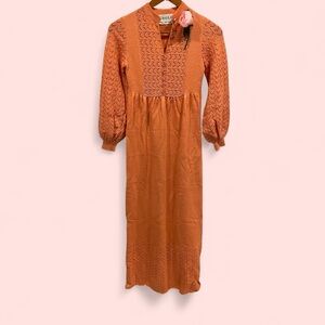 Vintage 60’s-70’s Adolfo New York peach knit maxi dress couture in original box